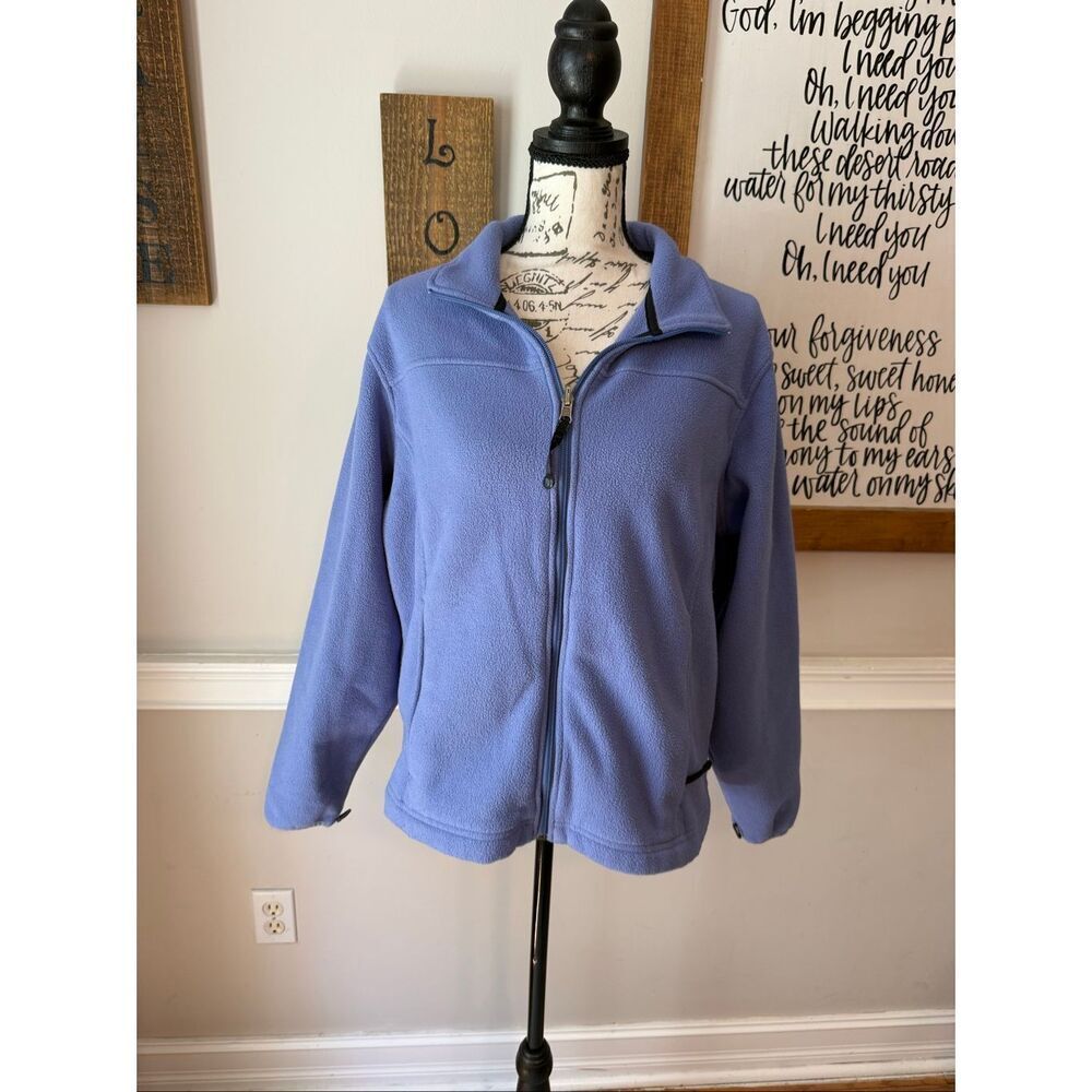 L.L. Bean Women's Fleece Mock Neck Long Sleeve Full Zip Jacket Blue Size Large
